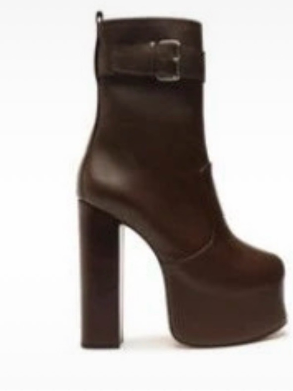 Schutz Aberdeen Brown Leather Platform Buckle Booties Size 7.5B